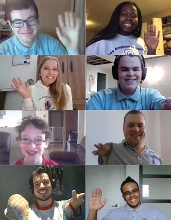 A tiled collage of screenshots from a video call of Champs and CHAMP grads smiling at the camera.