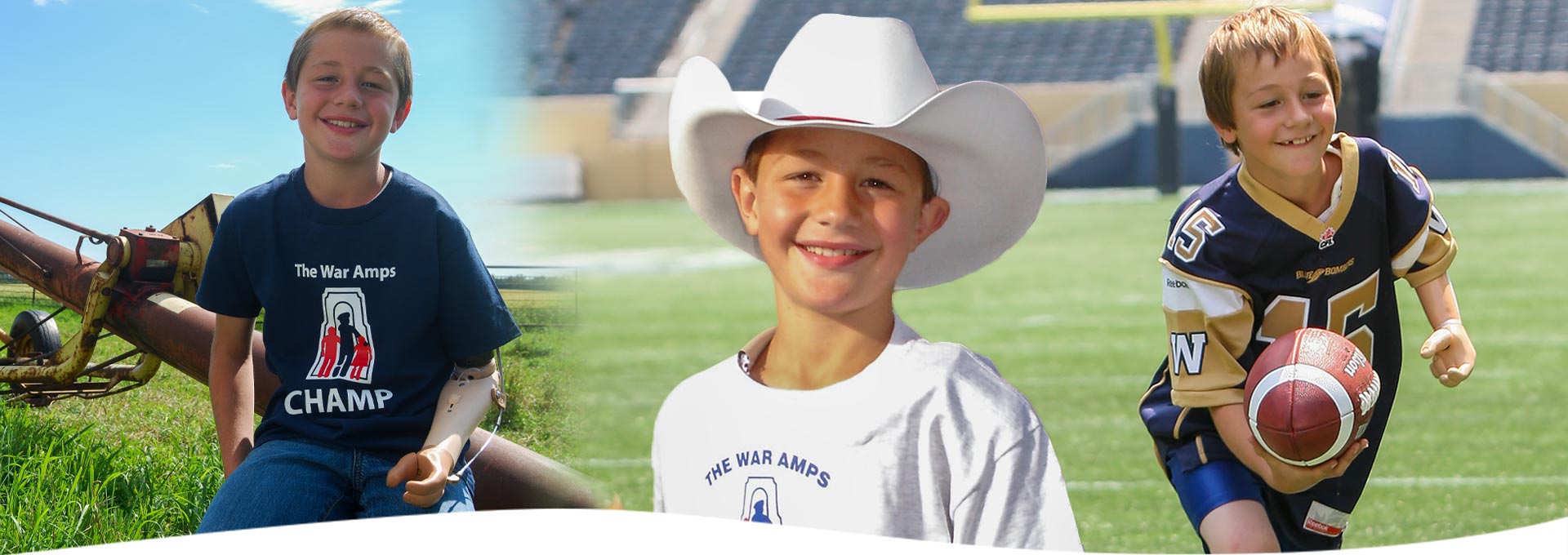 A collage of Champ Ernie playing sports and doing chores on the farm.