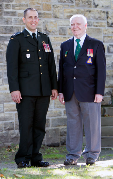 Afghanistan war amputee Maj. Blaise with Secretary of the Montreal Branch and war veteran Jean-Marie Paul